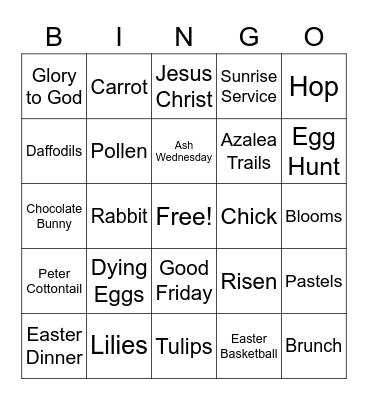 Spring/Easter Bingo Card