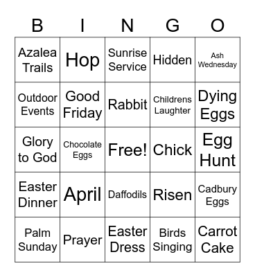 Spring/Easter Bingo Card