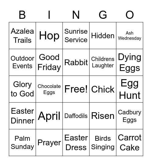 Spring/Easter Bingo Card