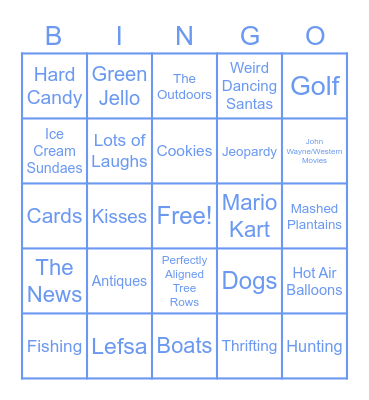 Grandparent's Day Bingo Card