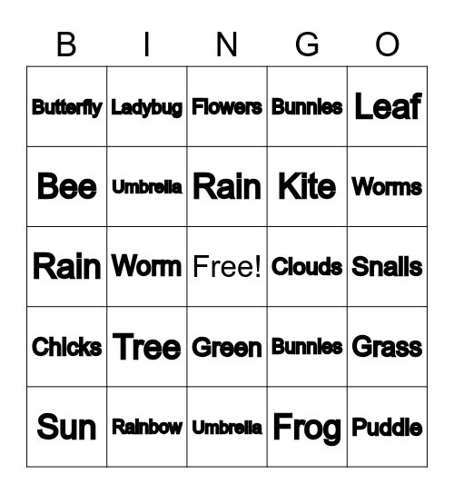 Spring Bingo Card
