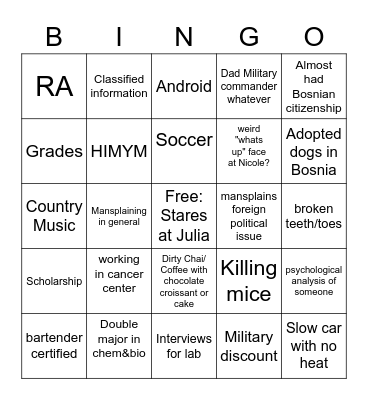 Thomas Bingo Card