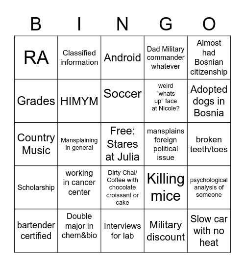 Thomas Bingo Card
