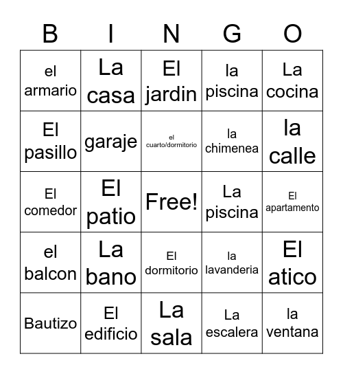 La CasaL Bingo Card