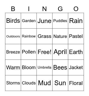 Spring BINGO! Bingo Card