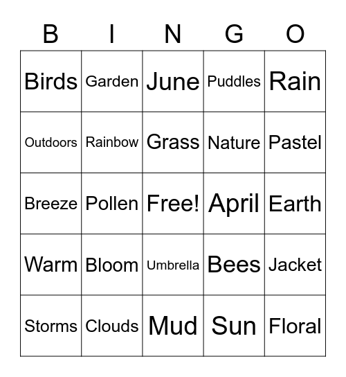 Spring BINGO! Bingo Card