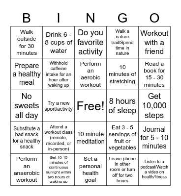 Active April Bingo Card