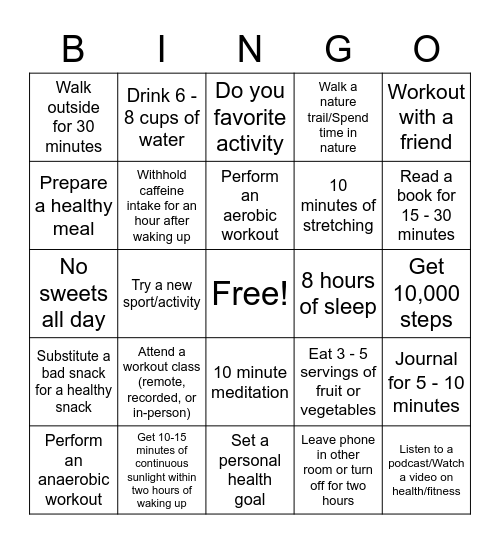 Active April Bingo Card