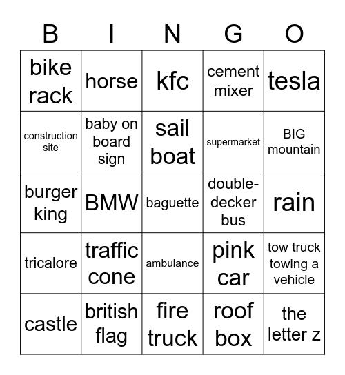 ski trip! Bingo Card