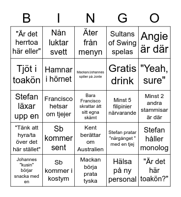 Street Life Bingo Card
