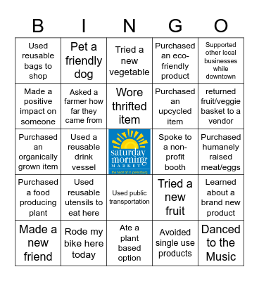 Saturday Morning Market Bingo Card