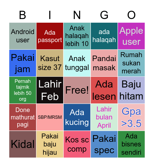 I know you, you know me Bingo Card