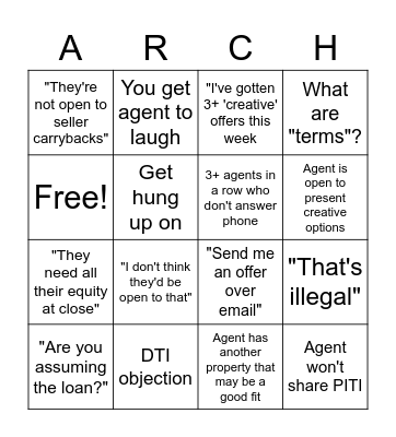 Direct to Agent Bingo Card