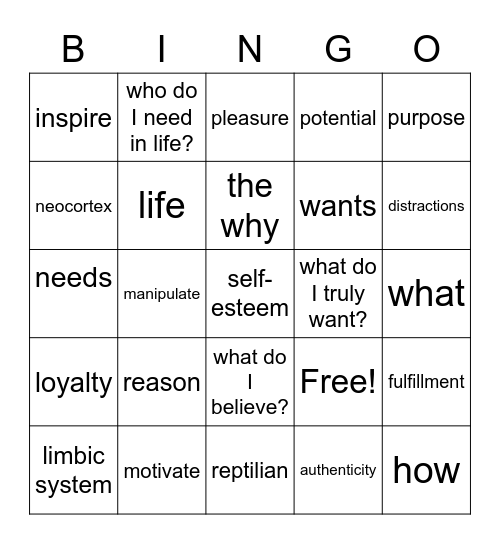 Purpose Bingo Card