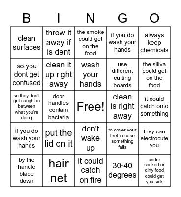 safety fun Bingo Card