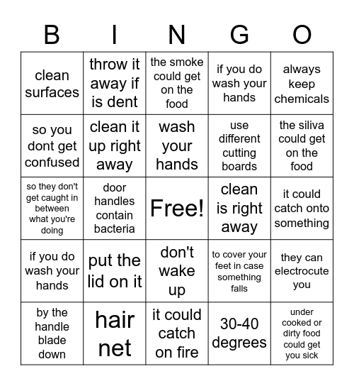 safety fun Bingo Card