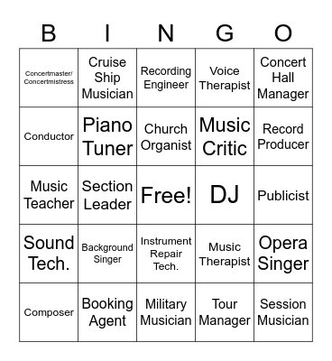 Music Career BINGO! Bingo Card