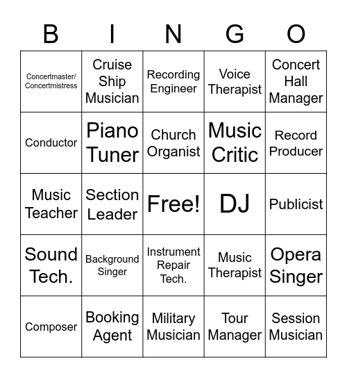 Music Career BINGO! Bingo Card
