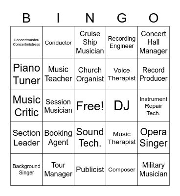 Music Career BINGO! Bingo Card