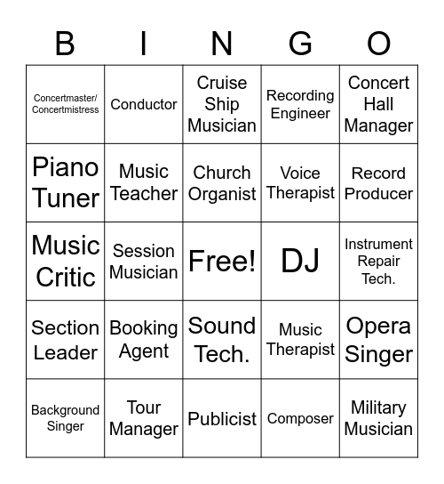 Music Career BINGO! Bingo Card