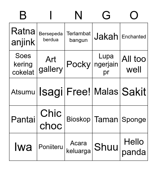 Untitled Bingo Card