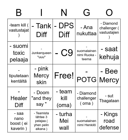 OW BINGO Card