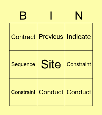 Academic Vocabulary Unit 5 Bingo Card