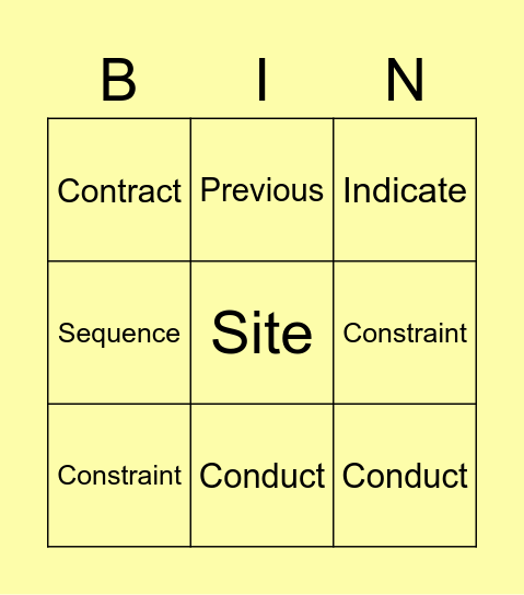 Academic Vocabulary Unit 5 Bingo Card