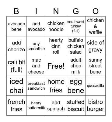 SUNNY STREET BINGO Card