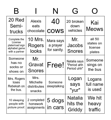 NOLA Bus Bingo Card