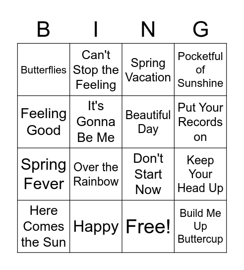 Spring Bingo Card