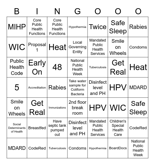 JCHD Bingo Card