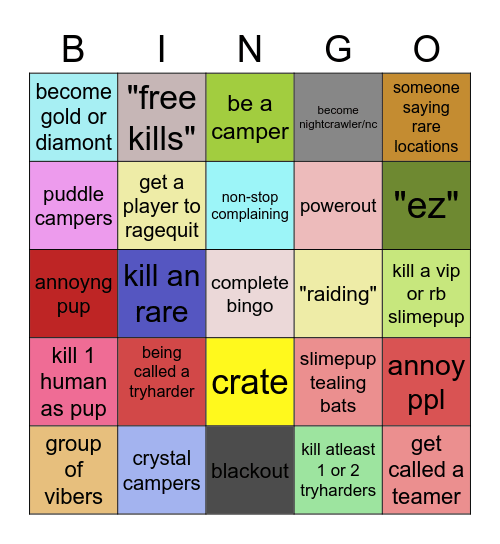 THE UNDERGROUND RP Bingo Card