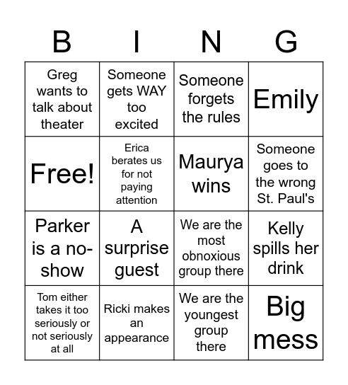 Bingo BINGO Card