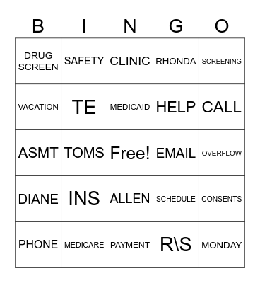 SCLHSA TBH Bingo Card