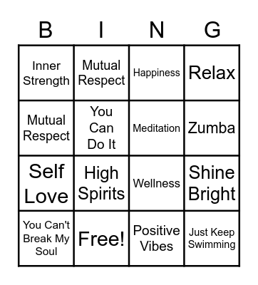 NYC LAW Department Wellness Day Bingo Card