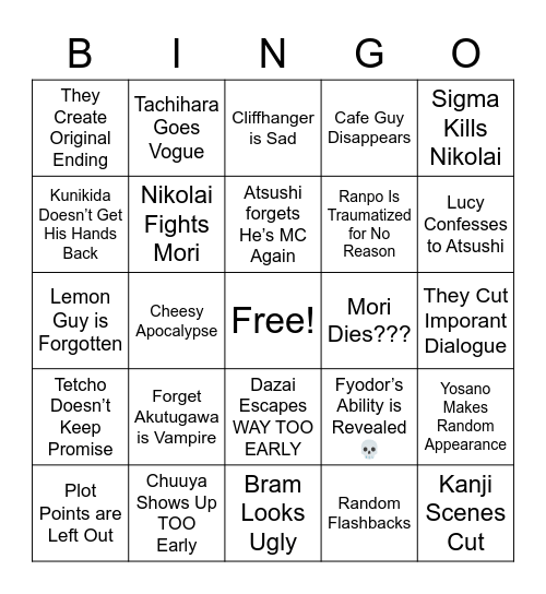 BSD S4 Bingo Card