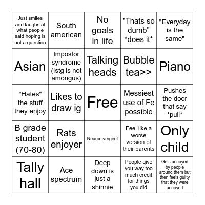 Softbody tetris bingo Card