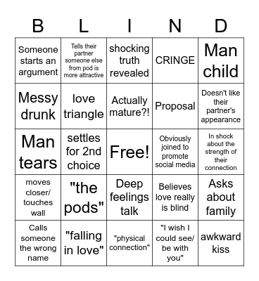 Love is Blind Bingo Card