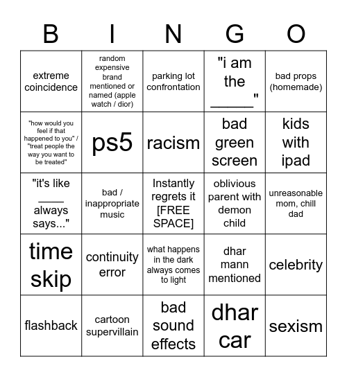 Dhar Mann Bingo v4 Bingo Card