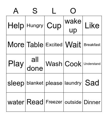 ASL week 1 & 2 review Bingo Card