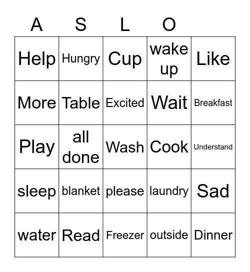 ASL week 1 & 2 review Bingo Card