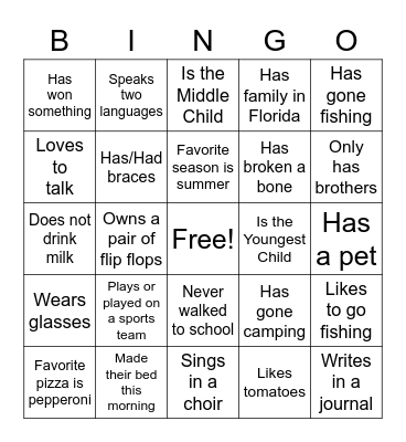 People Bingo Card