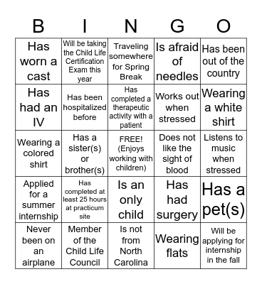 GETTING TO KNOW YOU BINGO Card