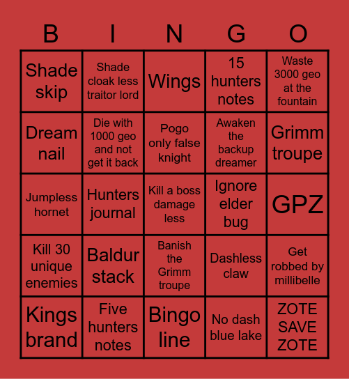 Hk bingo Card