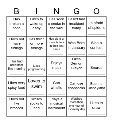 Find Someone Who... Bingo Card