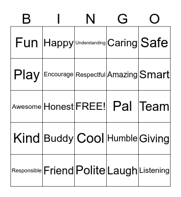 Friendship Bingo Card