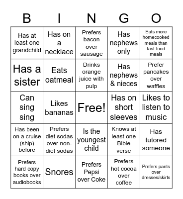 People Bingo Card