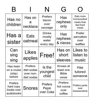 People Bingo Card