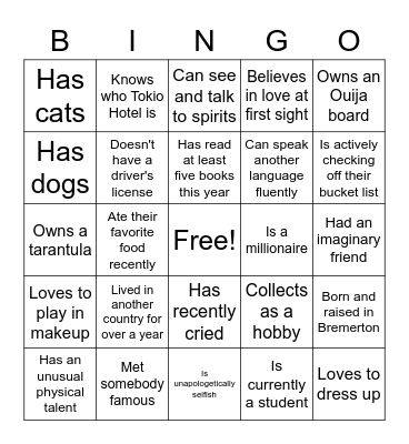 Ice Breaker Bingo Card